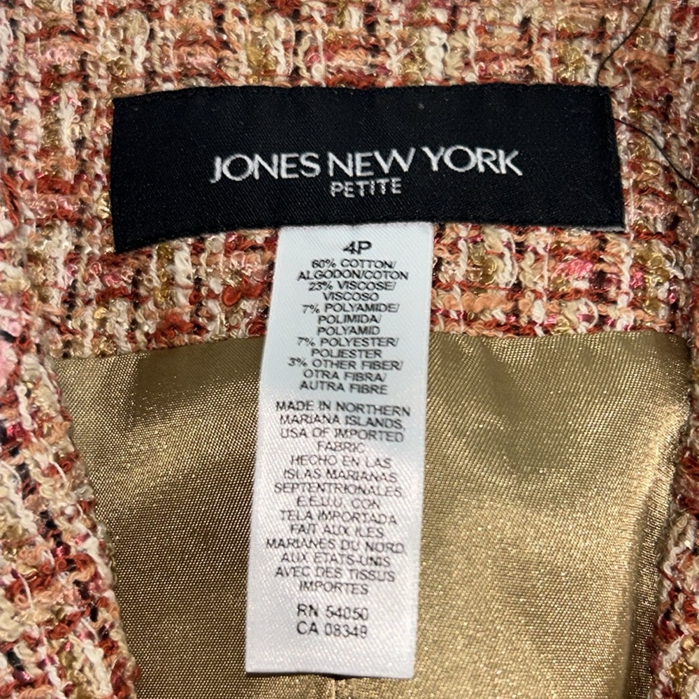 Vintage Jones New York Petite Tweed Blazer Jacket 4P Classic Tailored - Picture 5 of 10